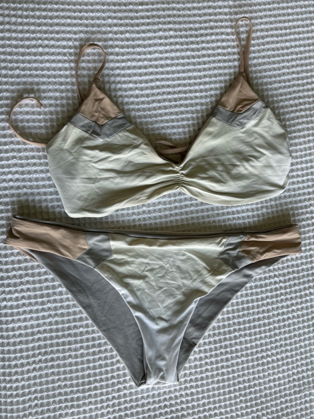 L*Space white grey and tan bikini
